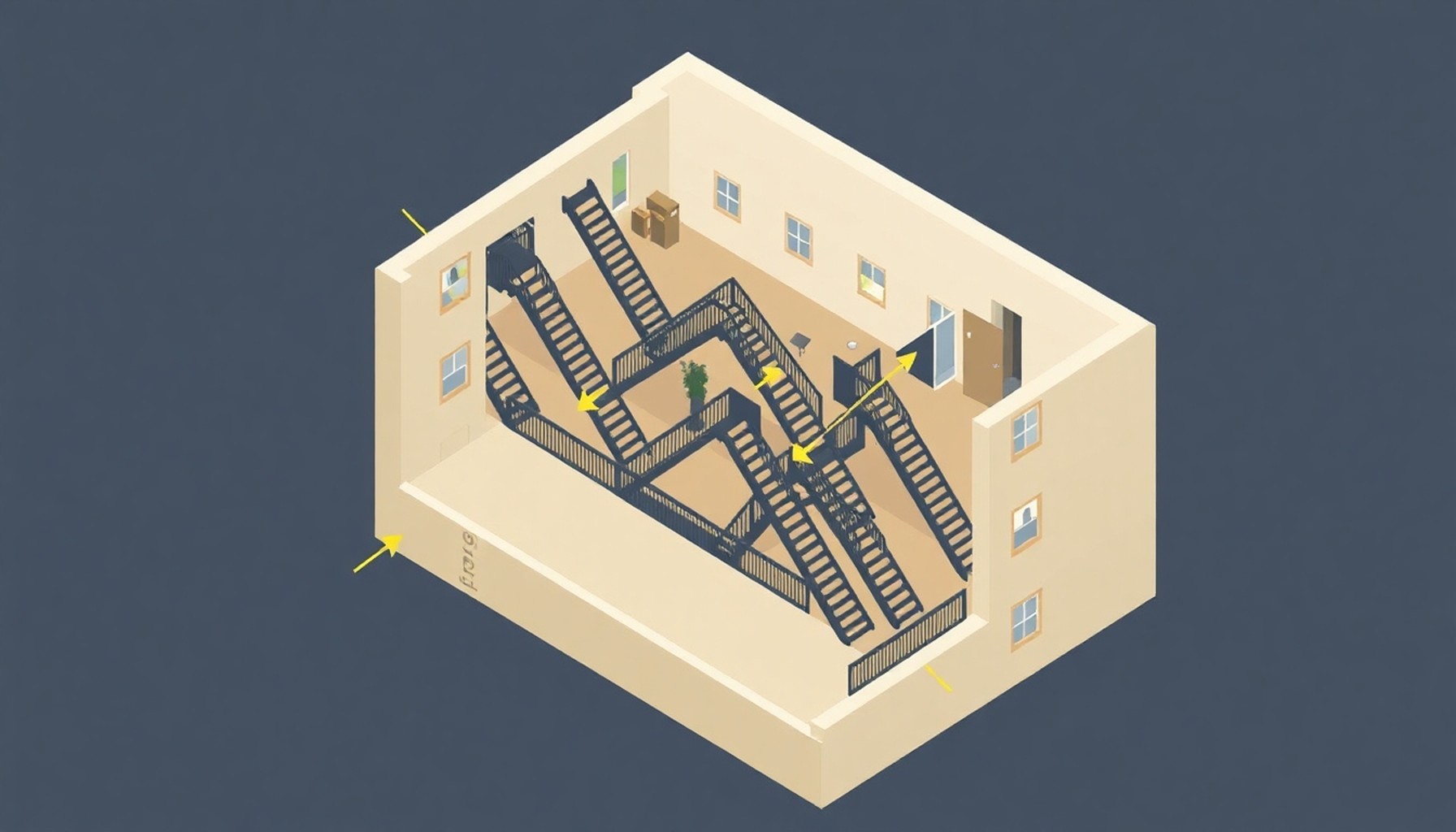 Apartman ortak alan ve merdiven boşluğu şeması