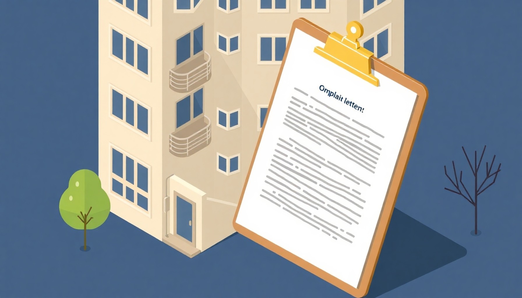 Apartman yöneticisine yazılı başvuruyu temsil eden izometrik çizim