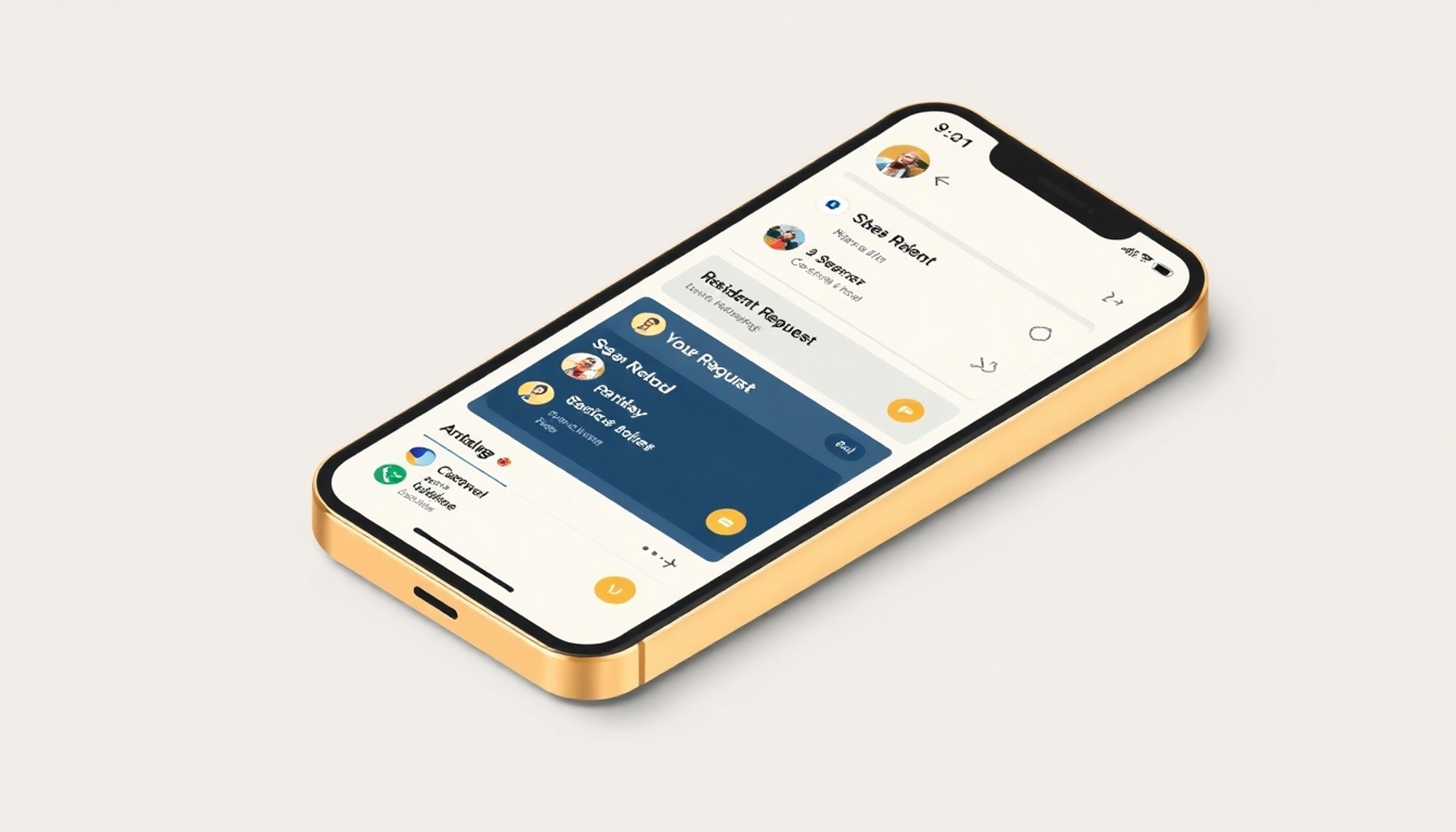 Site Yönetimi mobil uygulamasında sakin talep takip ekranı