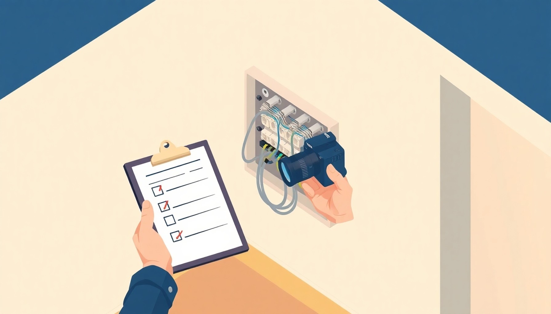 Ortak alan elektrik bağlantısının belgelenmesi süreci illüstrasyonu