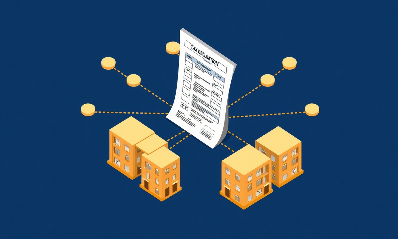 Kat maliklerinin gelir vergisi beyan yükümlülüklerini gösteren apartman ve belge bağlantısı illüstrasyonu
