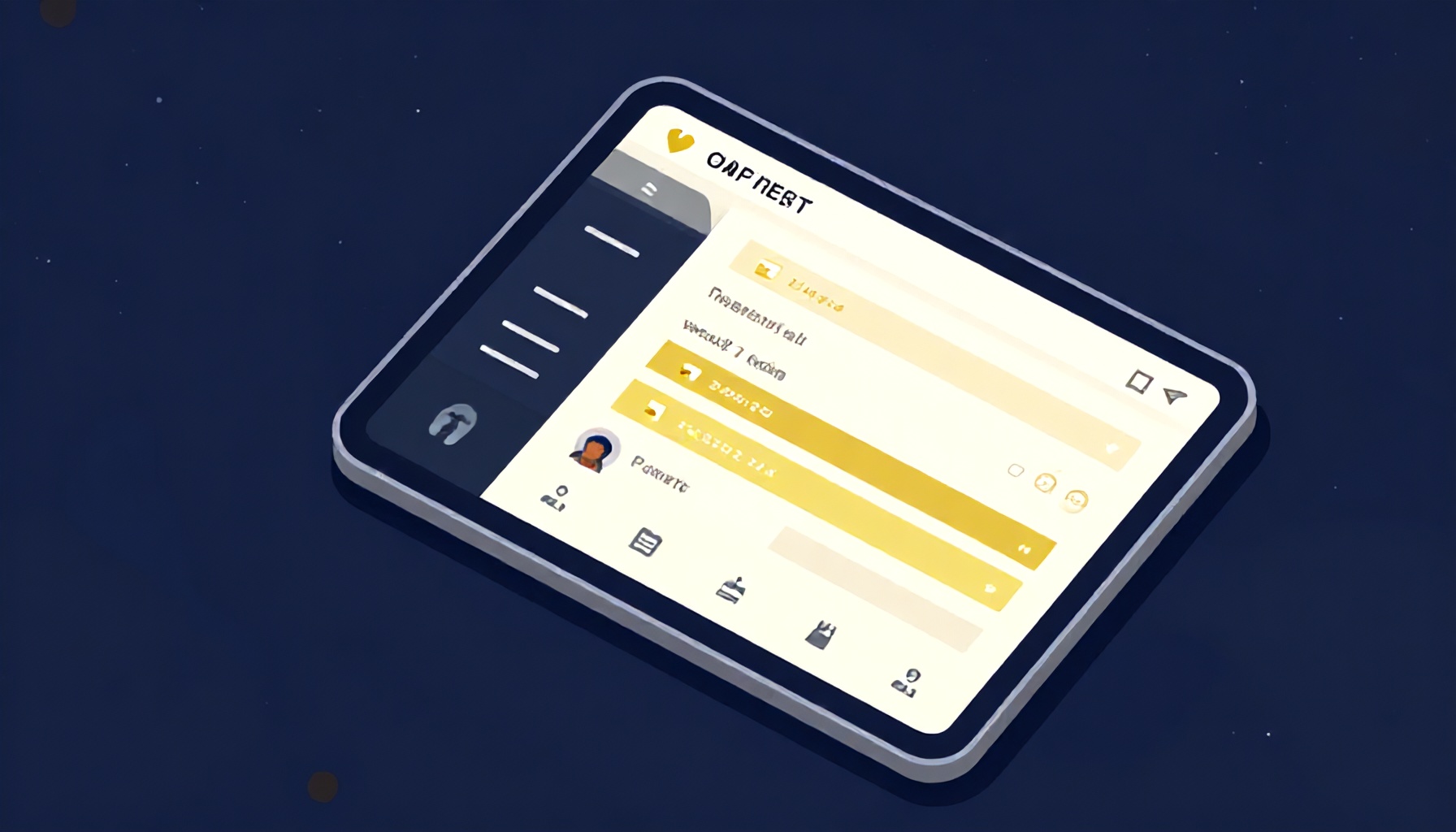 Bakım ve şikayet takip yazılım arayüzü tablet illüstrasyonu