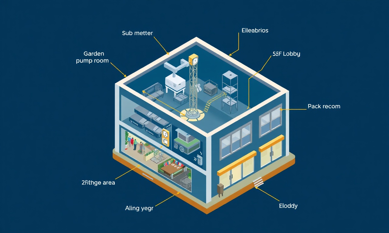Asansör, otopark ve bahçe pompa odası için alt sayaçlama sistemi şeması