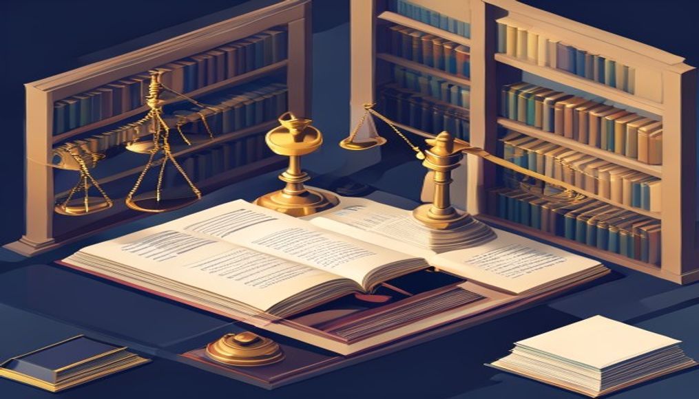 Hukuk kitapları, çekiç ve adalet terazisi