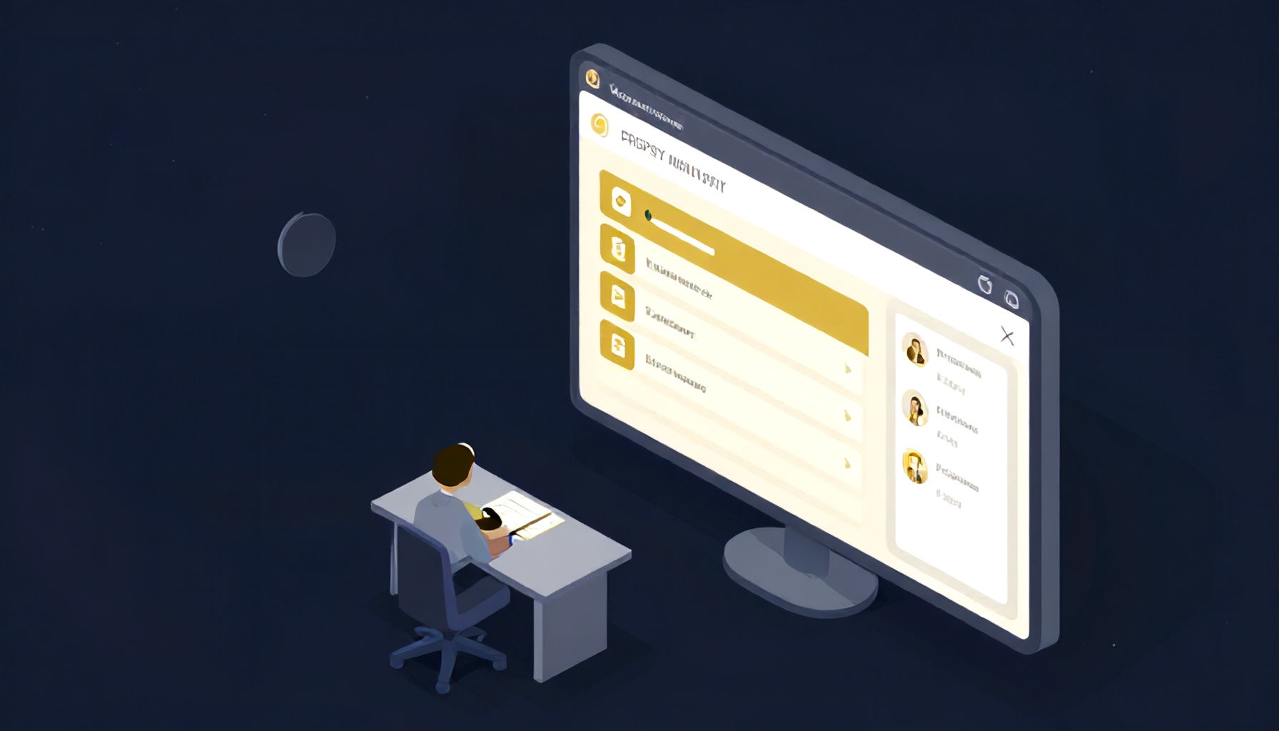 Dijital site yönetim platformunda kiracı bildirimleri ve ortak alan takip panelini gösteren illüstrasyon