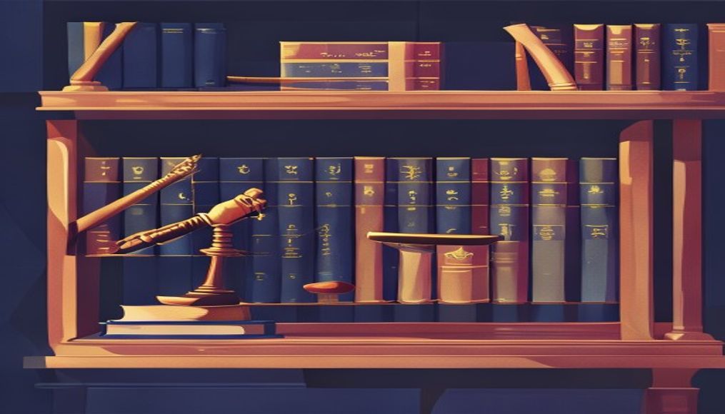 Açık bir hukuk kitabı ve adalet terazisi gösteren görsel