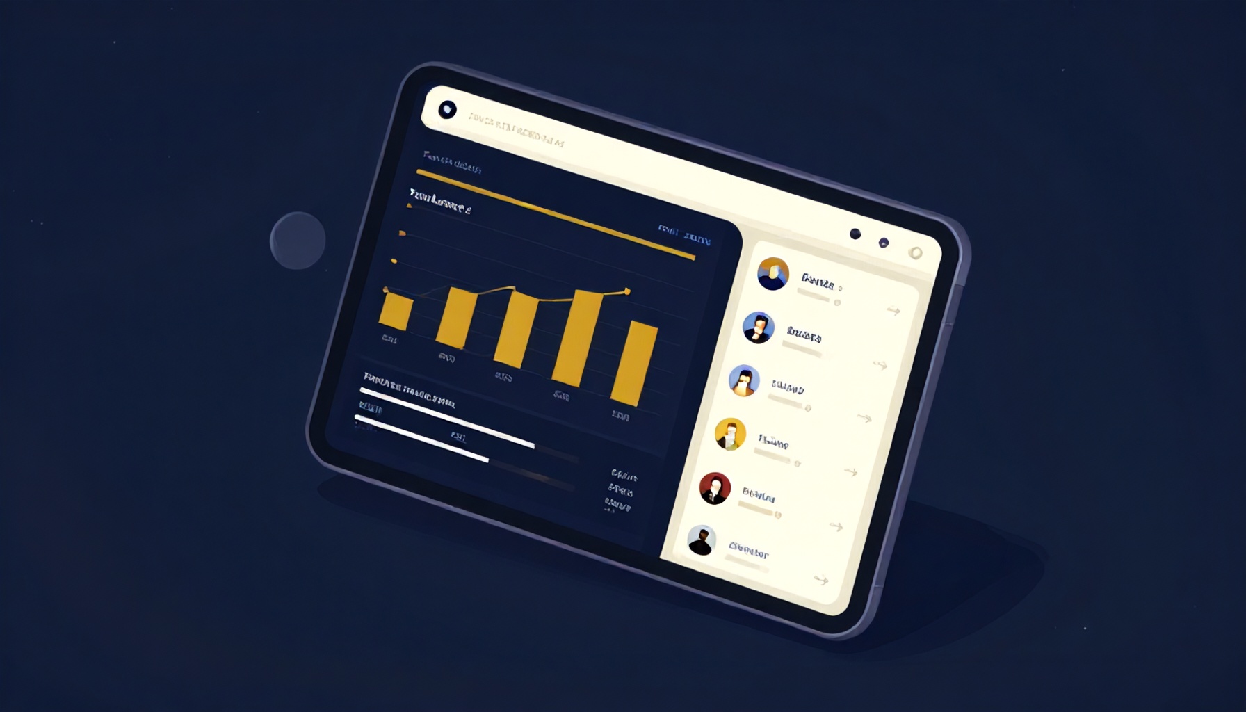 Bina gelir takibini dijital platformda gösteren izometrik tablet arayüzü