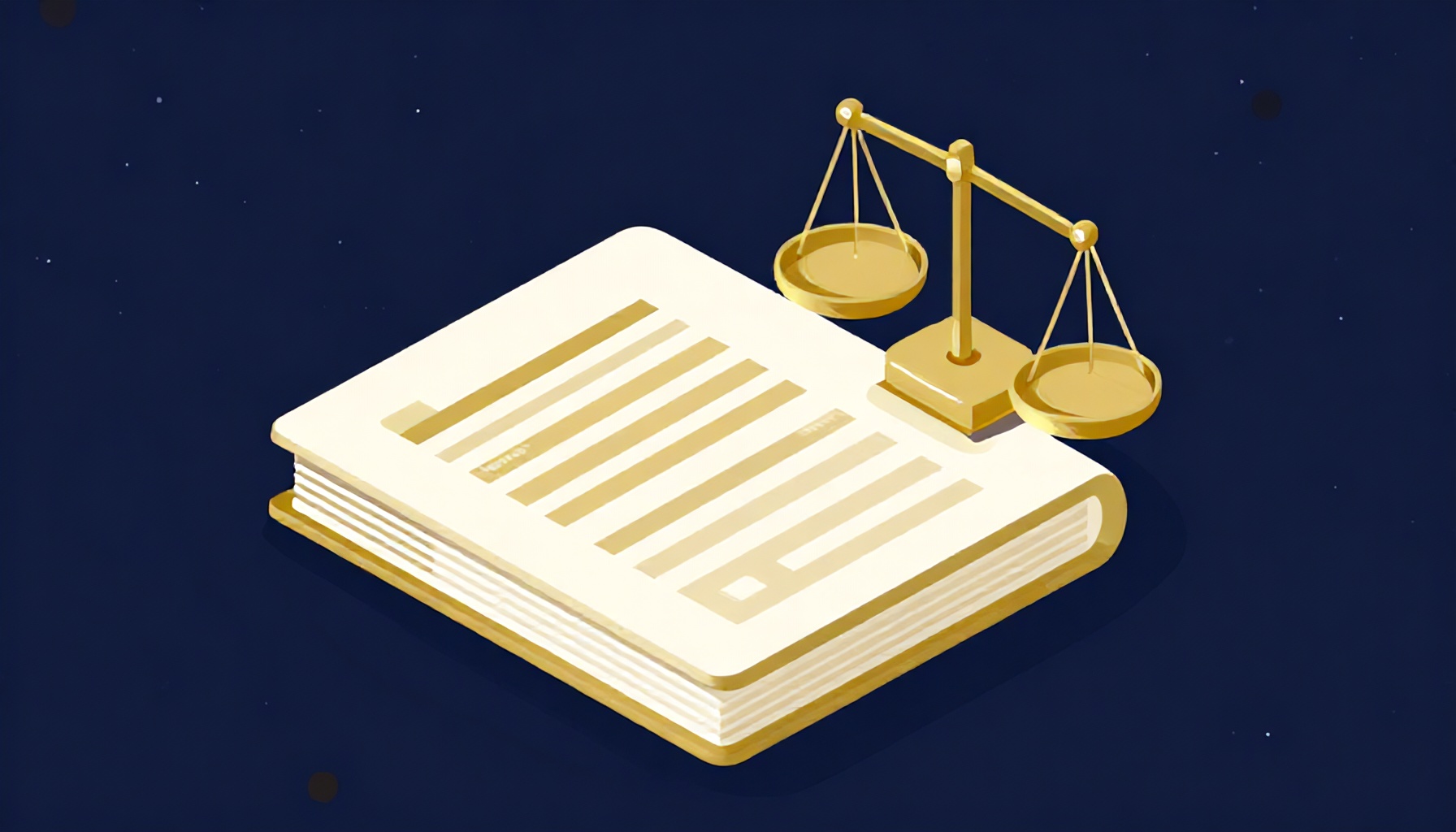 Yönetim ofisinde kural kitabı ve denge terazisi içeren isometrik çizim