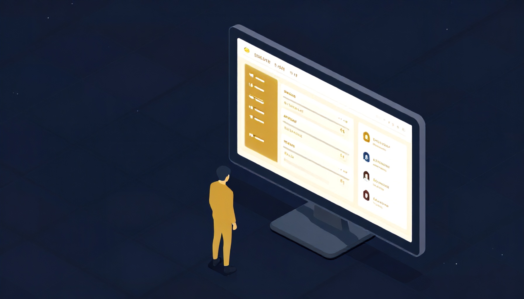 Site ve bina yönetim yazılımının ofis yönetiminde nasıl kullanıldığını gösteren illüstrasyon