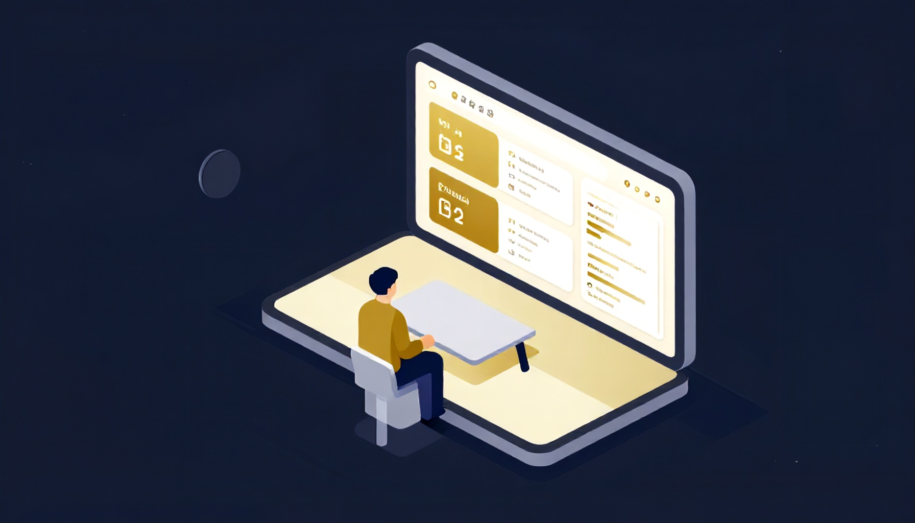 Site Yönetimi platformunun bina yönetim dashboard ekranını gösteren illüstrasyon