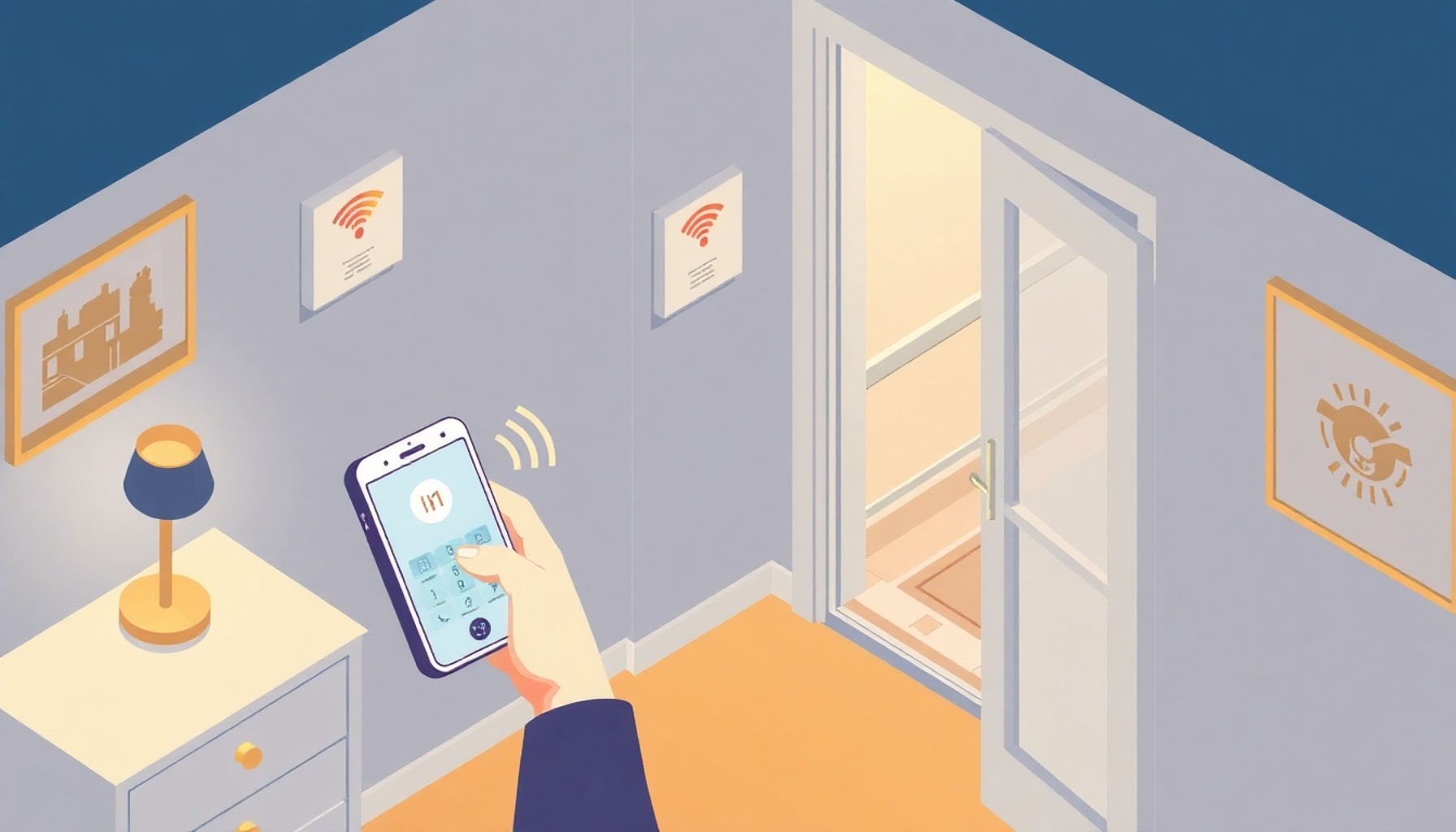 Apartmanda acil durum çağrısı yapılmasını gösteren illüstrasyon