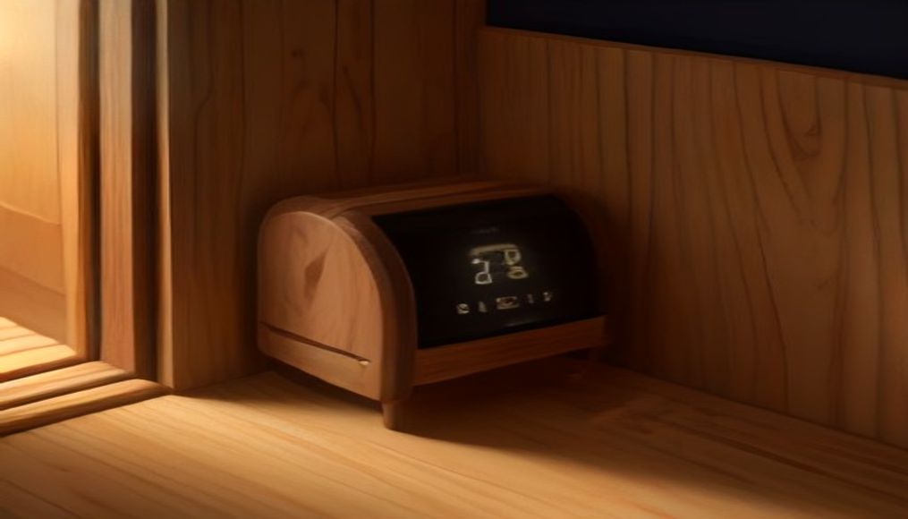 Sauna içindeki ahşap paneller ve temizlik ekipmanları