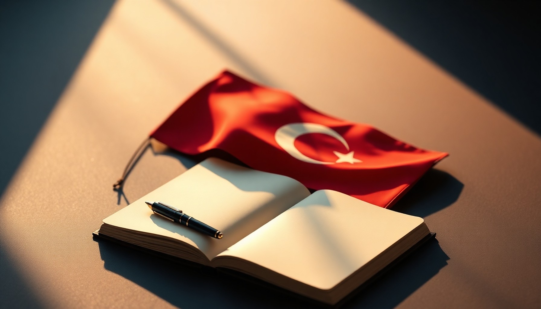 Uyarı bayrağı, boş defter ve altın dolmakalem — kiracıların yaptığı hatalar