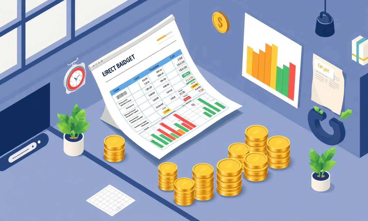 Site etkinlik bütçesi ve finansman planlamasını temsil eden muhasebe ve kaynak yönetimi illüstrasyonu