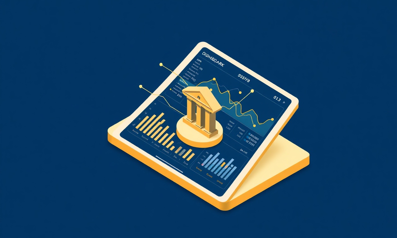 Site yönetimi yazılımı ve banka hesabı entegrasyonunu gösteren dijital gösterge paneli illüstrasyonu