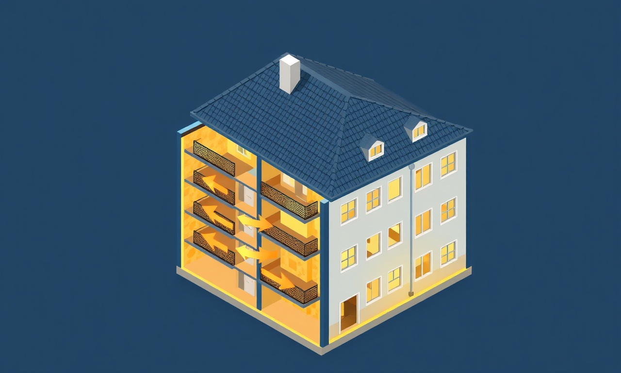 Apartman binasında dış cephe yalıtımı ve termal performans iyileştirmesi illüstrasyonu
