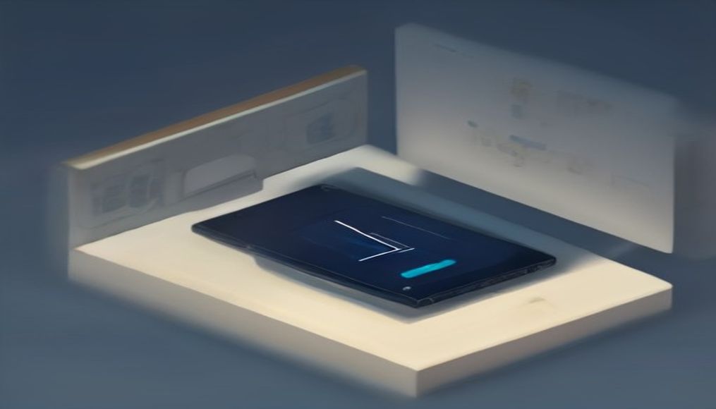 Aidat dağıtımını gösteren bir dijital tablet ve aidat hesaplarını işleyen bir robot kolu