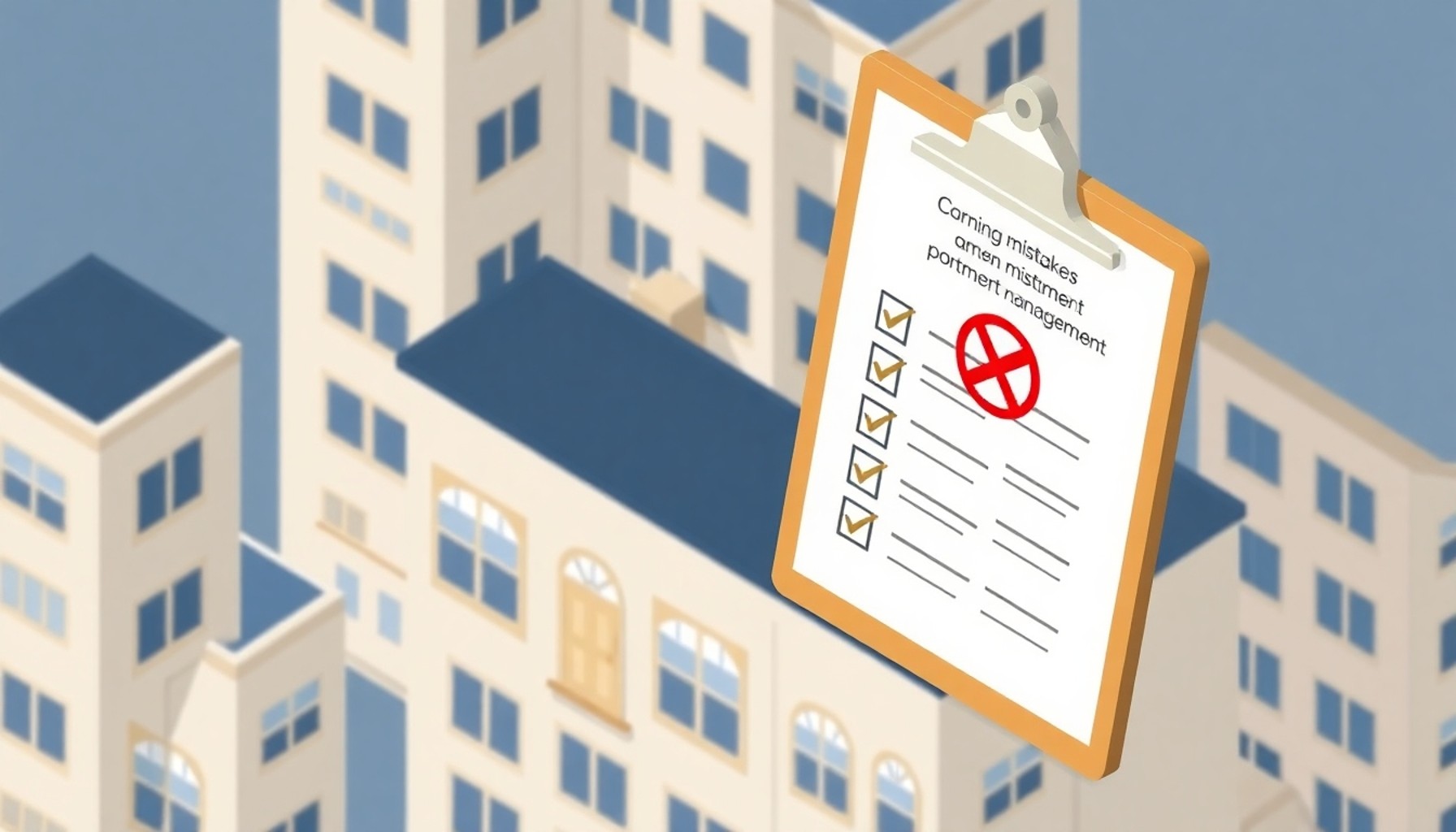 Apartman yönetimi sürecinde sık yapılan hatalar ve uyarı listesi illüstrasyonu