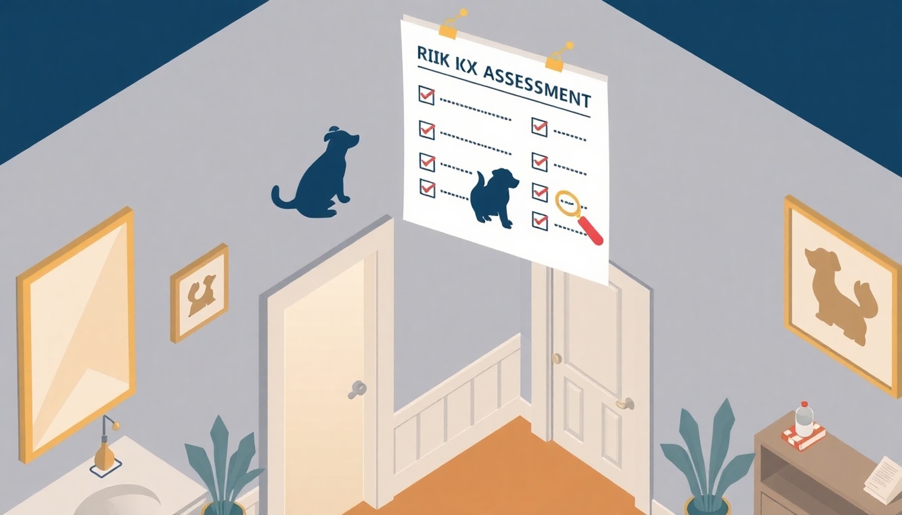 Risk değerlendirme listesi ve apartman koridoru sembolü