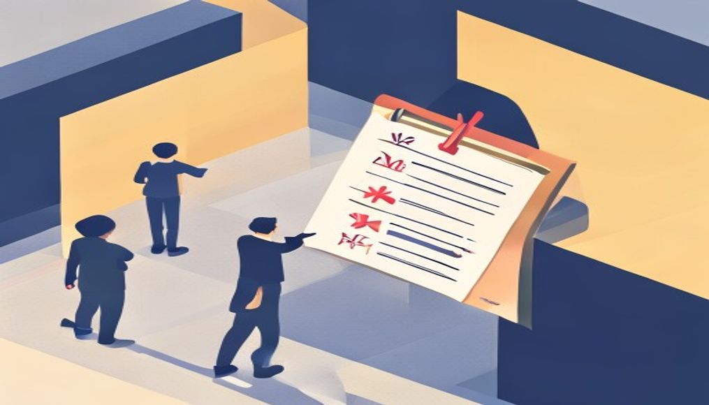 Kişi bir kontrol listesiyle, bazı maddelerin üzeri kırmızı çarpı işaretiyle