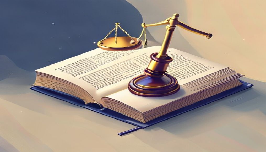 Hukuk kitabı, çekiç ve adalet terazisi