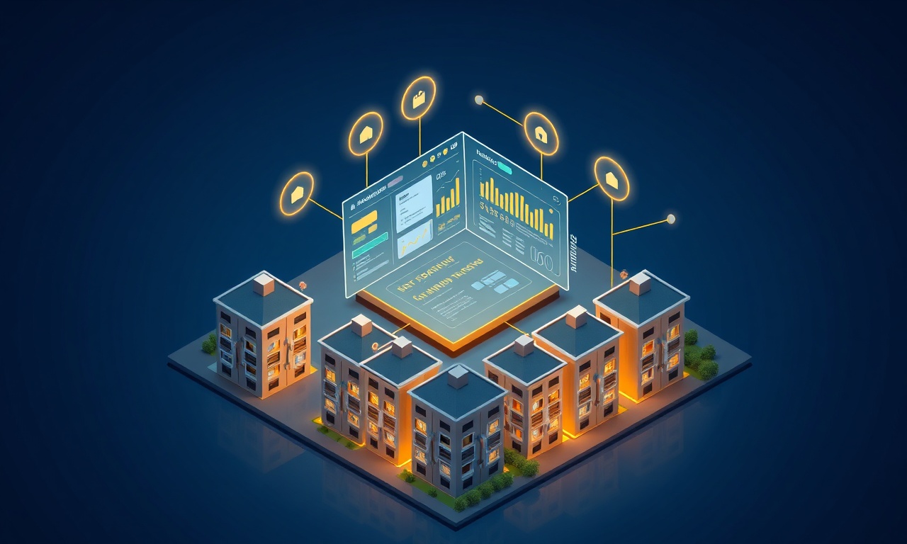 Toplu yapı yönetiminde dijital platform ve yazılım kullanımını simgeleyen illüstrasyon