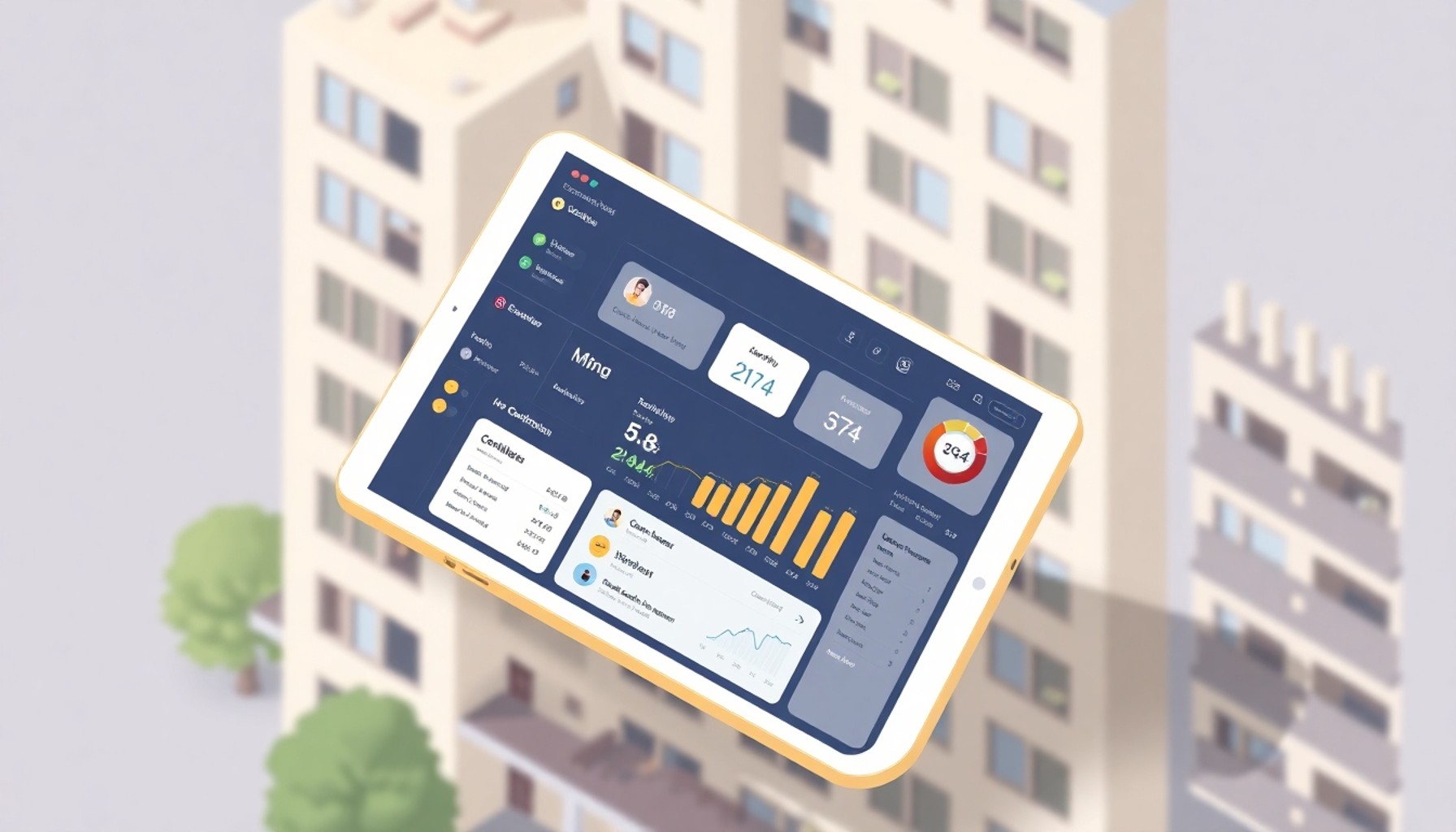 Dijital şikayet takip sistemi ve apartman yönetim platformu illüstrasyonu