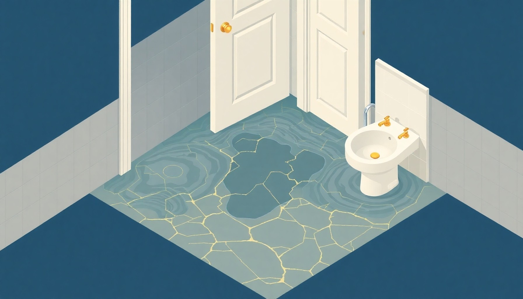 Üst kattaki banyo döşemesinden su sızması kesit çizimi