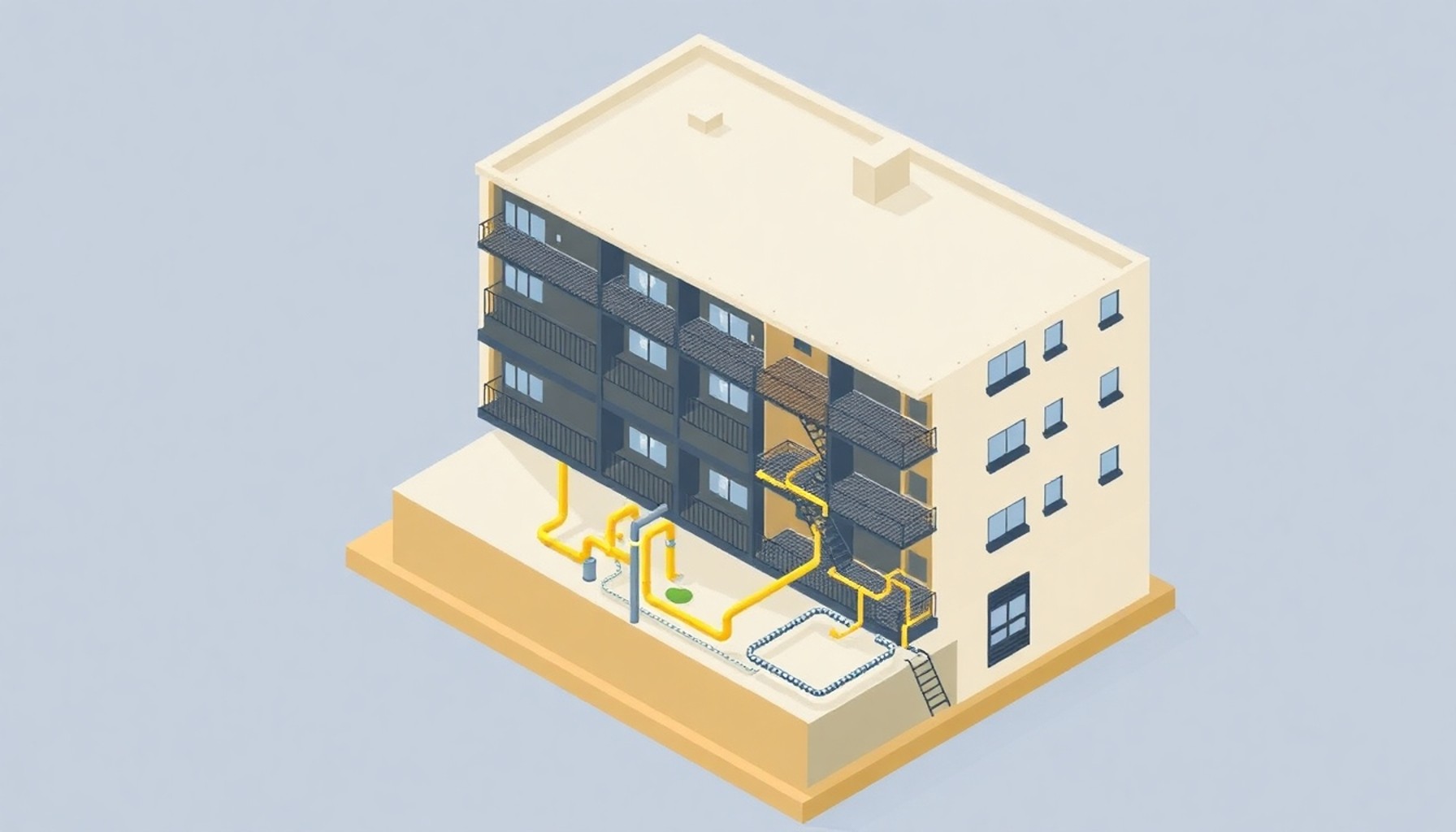 Apartman sigortası ve ortak alan altyapı sorunları illüstrasyonu