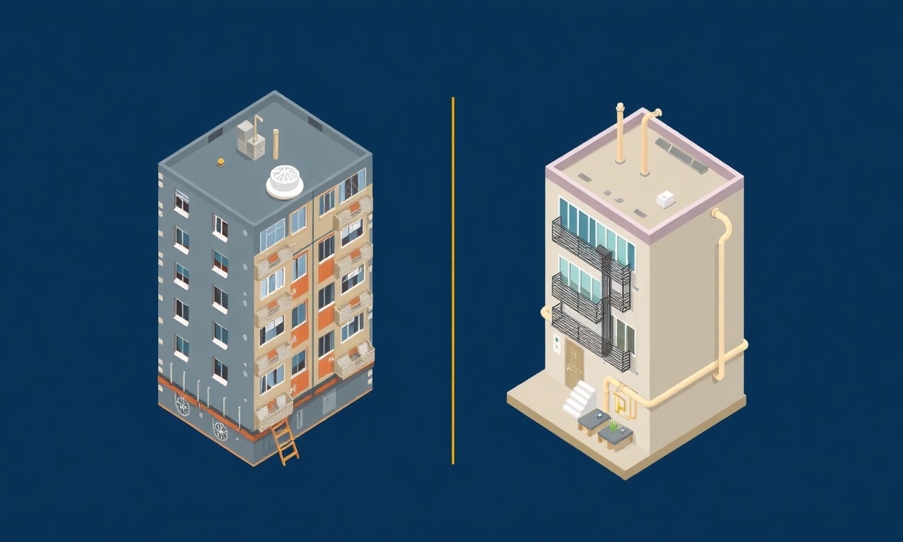 Eski ve yeni binalarda tesisat risk farklılıklarını karşılaştıran illüstrasyon