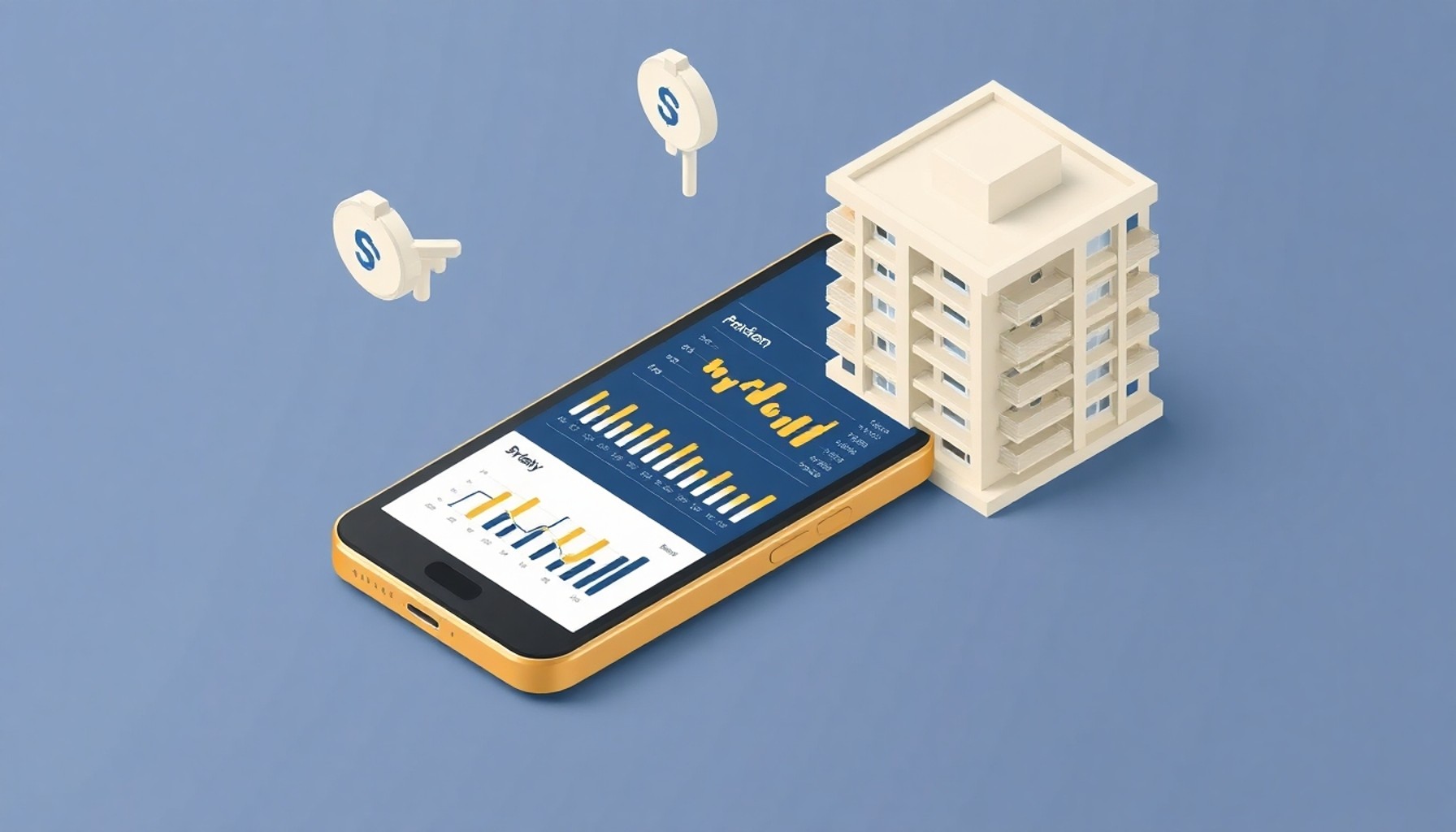 Akıllı telefon yönetim panosu ve apartman bağlantısı illüstrasyonu
