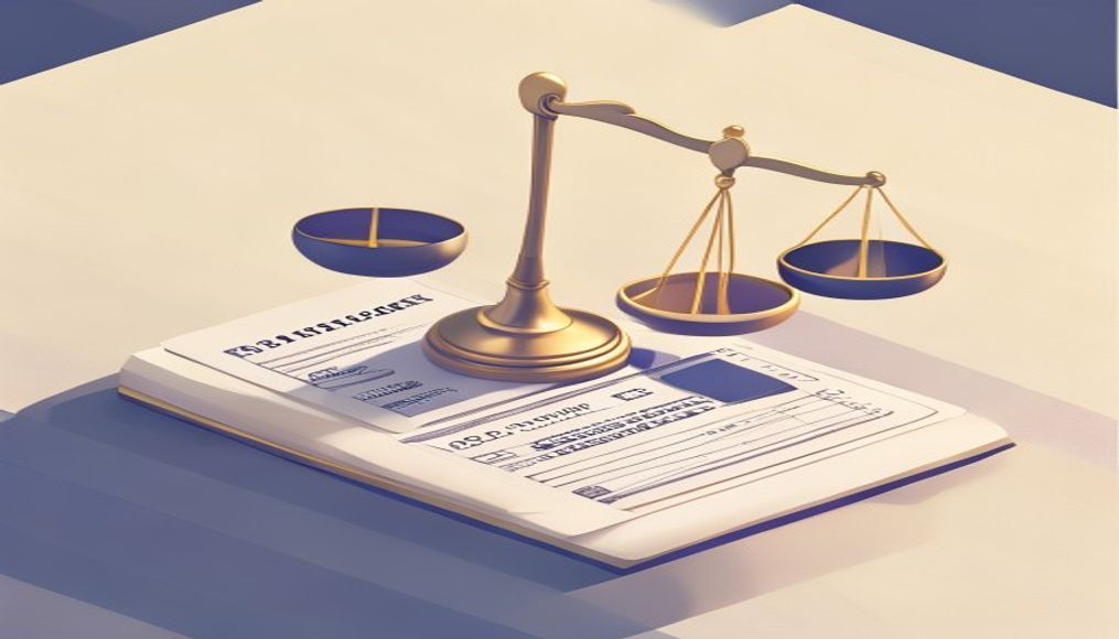 Hukuk terazisi üzerinde bir makbuz ve yönetim ücreti faturası
