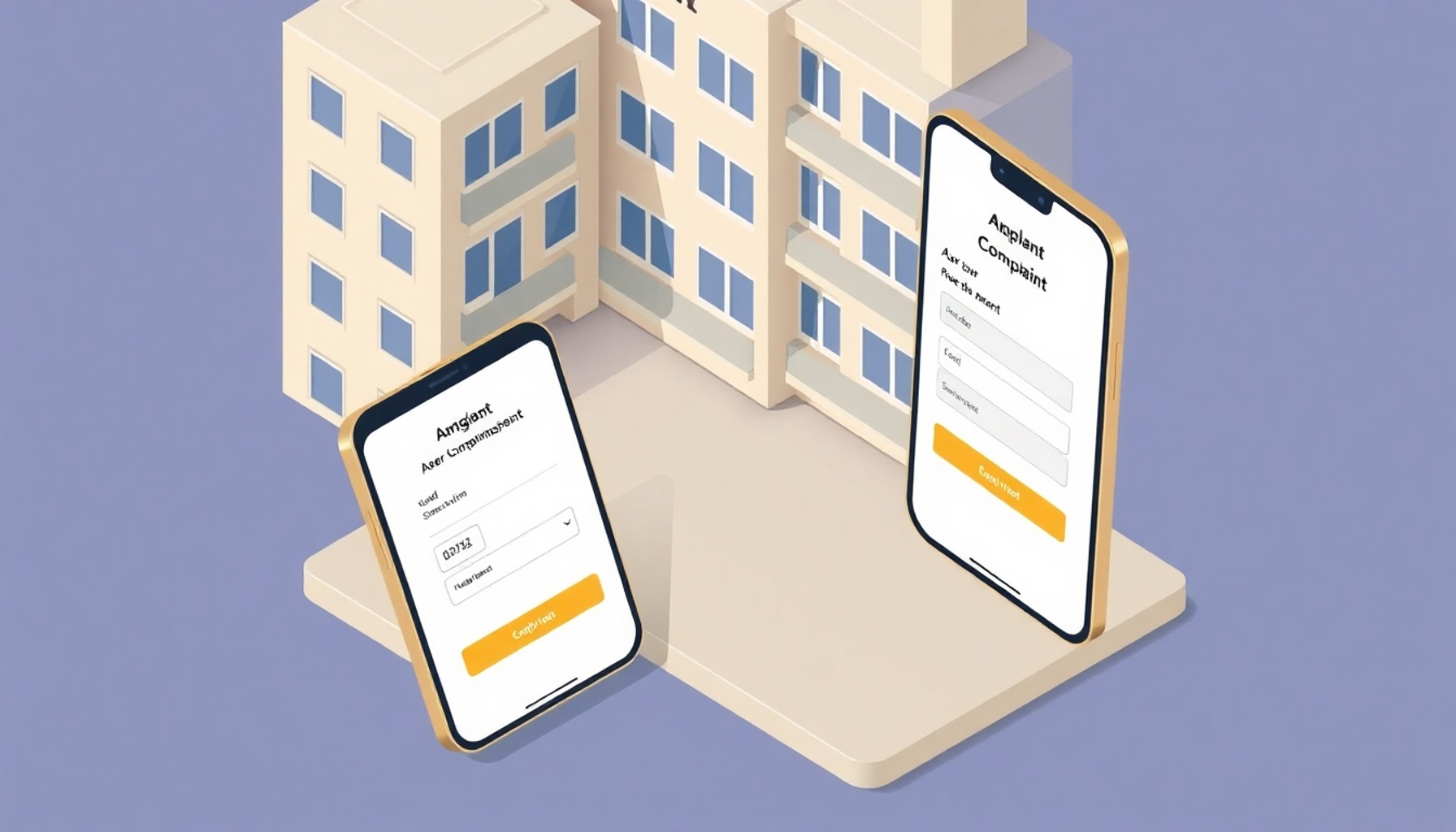 Dijital apartman yönetim platformu üzerinden şikayet iletme temsili illüstrasyonu