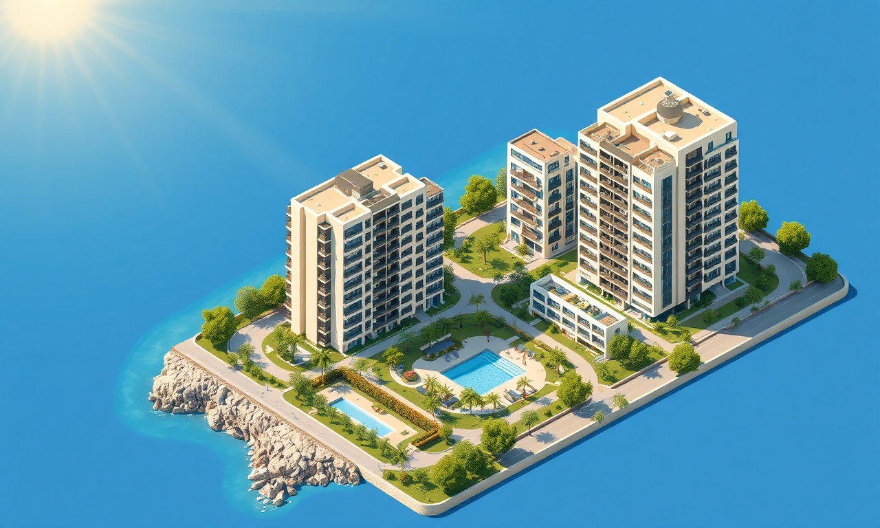 Adana site yönetimi için modern apartman kompleksi illüstrasyonu