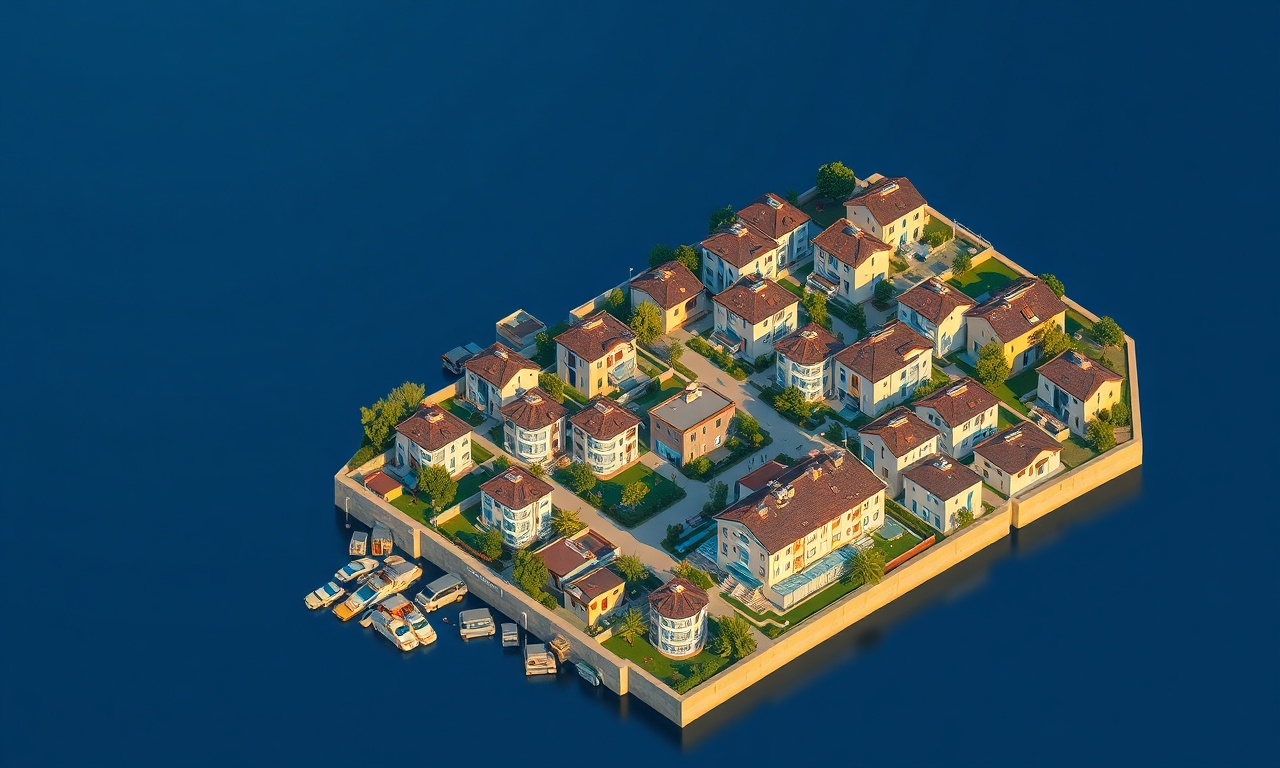 Cay ilçesi konut dokusu — apartman ve site binaları izometrik illüstrasyon