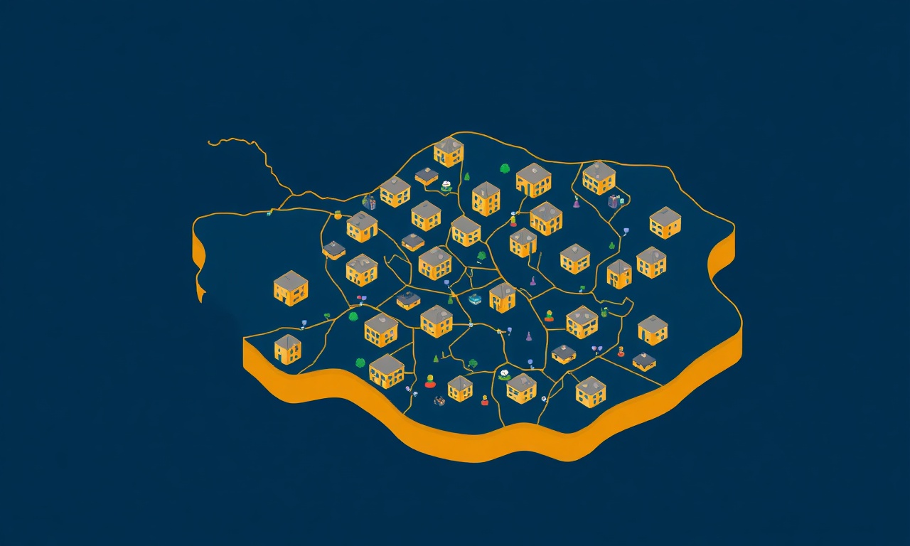Afyonkarahisar ilçeleri ve site yönetimi, izometrik harita illüstrasyonu