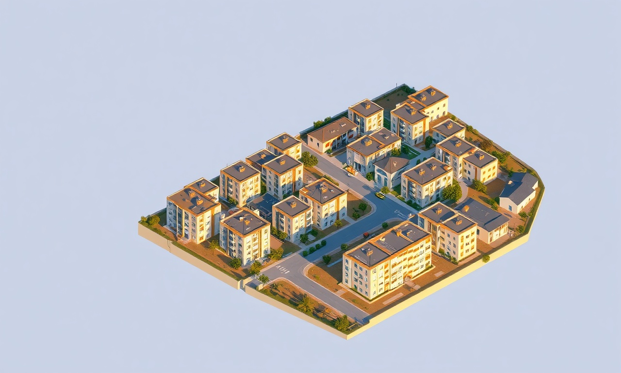 Sinanpasa, Afyonkarahisar ilçesinde apartman ve site binaları izometrik illüstrasyon
