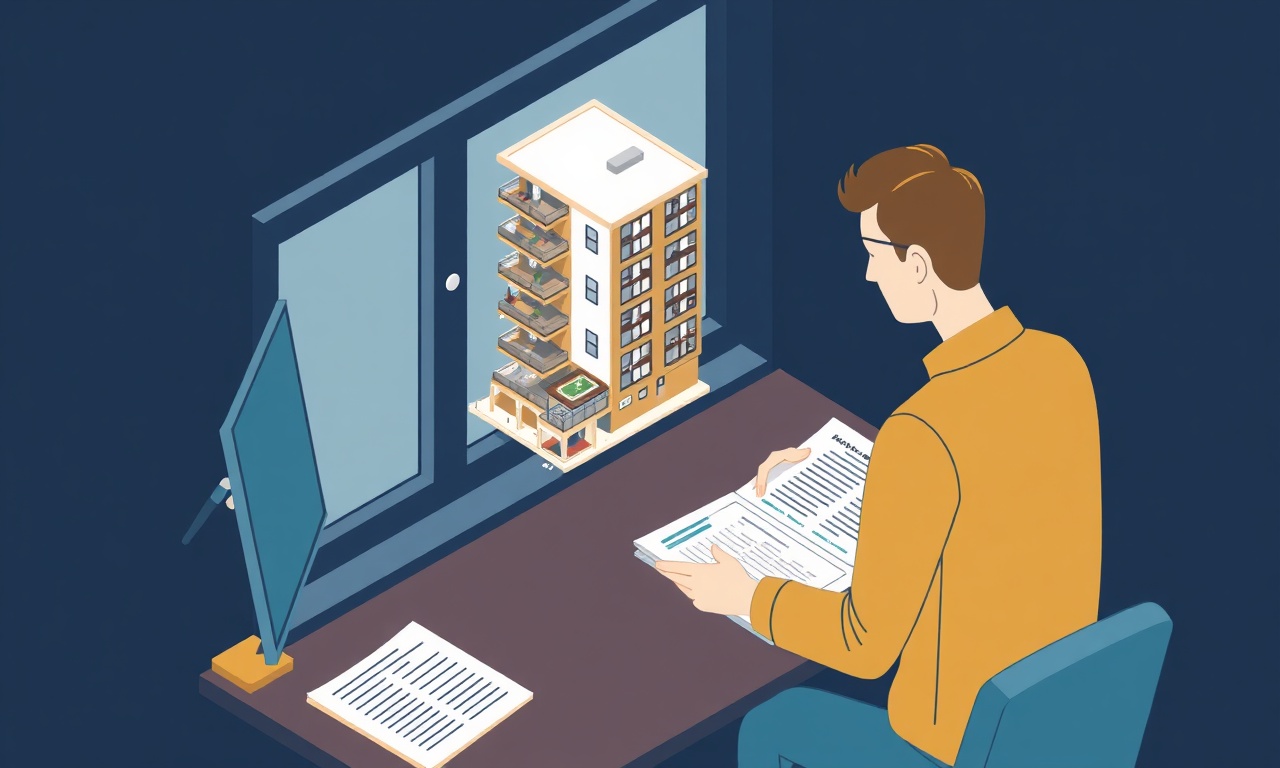Yeni site yöneticisi göreve başlarken masasında bina yönetim belgelerini inceler, izometrik illüstrasyon