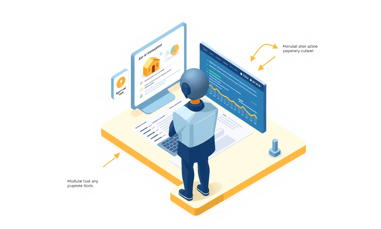 AI destekli site yönetim platformu, onay akışı ve otomasyon paneli izometrik görseli
