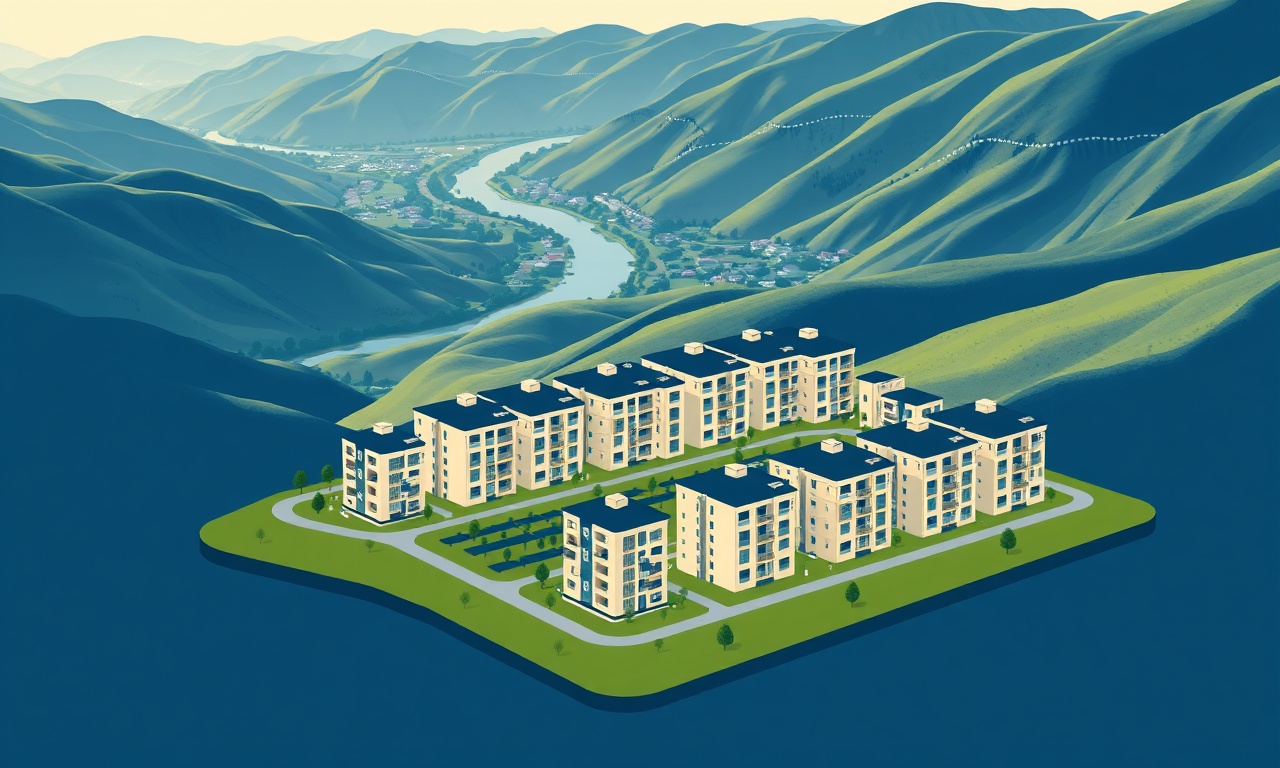 Amasya ili modern konut ve site yönetimi temalı mimari illüstrasyon
