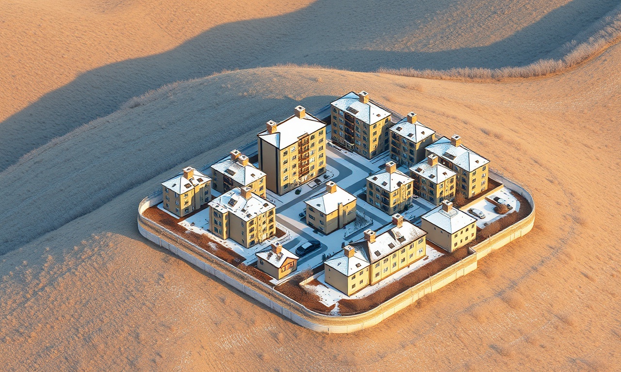 Evren ilçesi konut dokusu — apartman ve site binaları, İç Anadolu kış manzarası