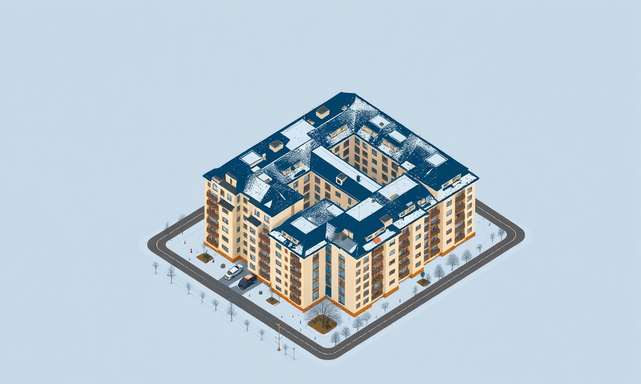 Şereflikoçhisar'da kış manzarasında apartman kompleksi — izometrik illüstrasyon