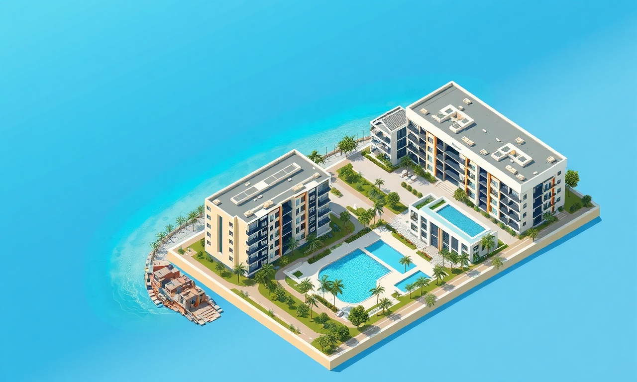 Antalya sahil site ve apartman yönetimi modern konut kompleksi illüstrasyonu