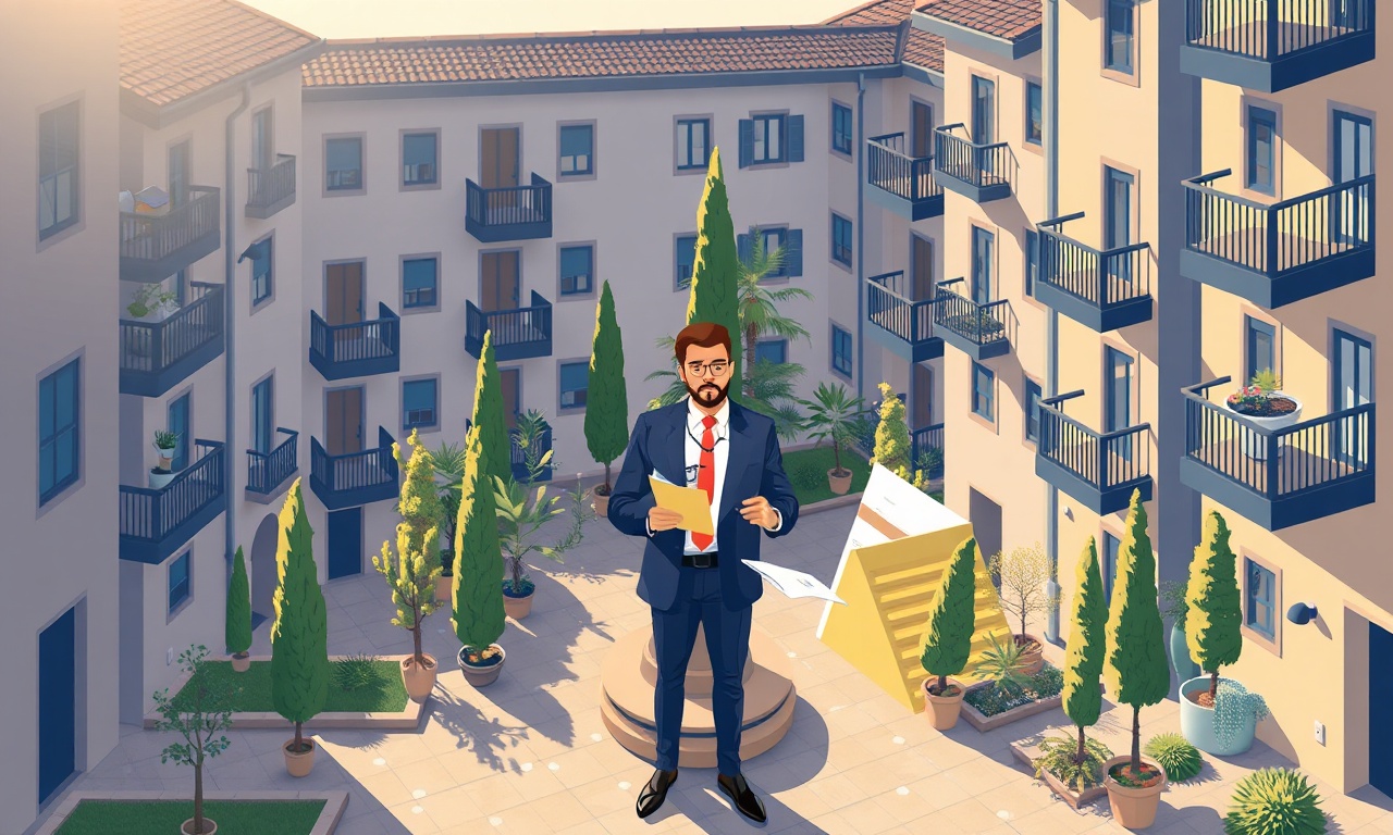 Elmali'de yeni site yöneticisinin görev listesi — apartman avlusu illüstrasyon