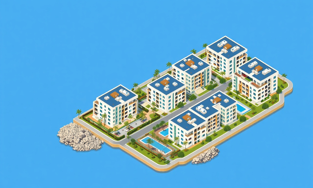 Serik Antalya kıyısında modern site ve apartman kompleksleri — hava görünümü