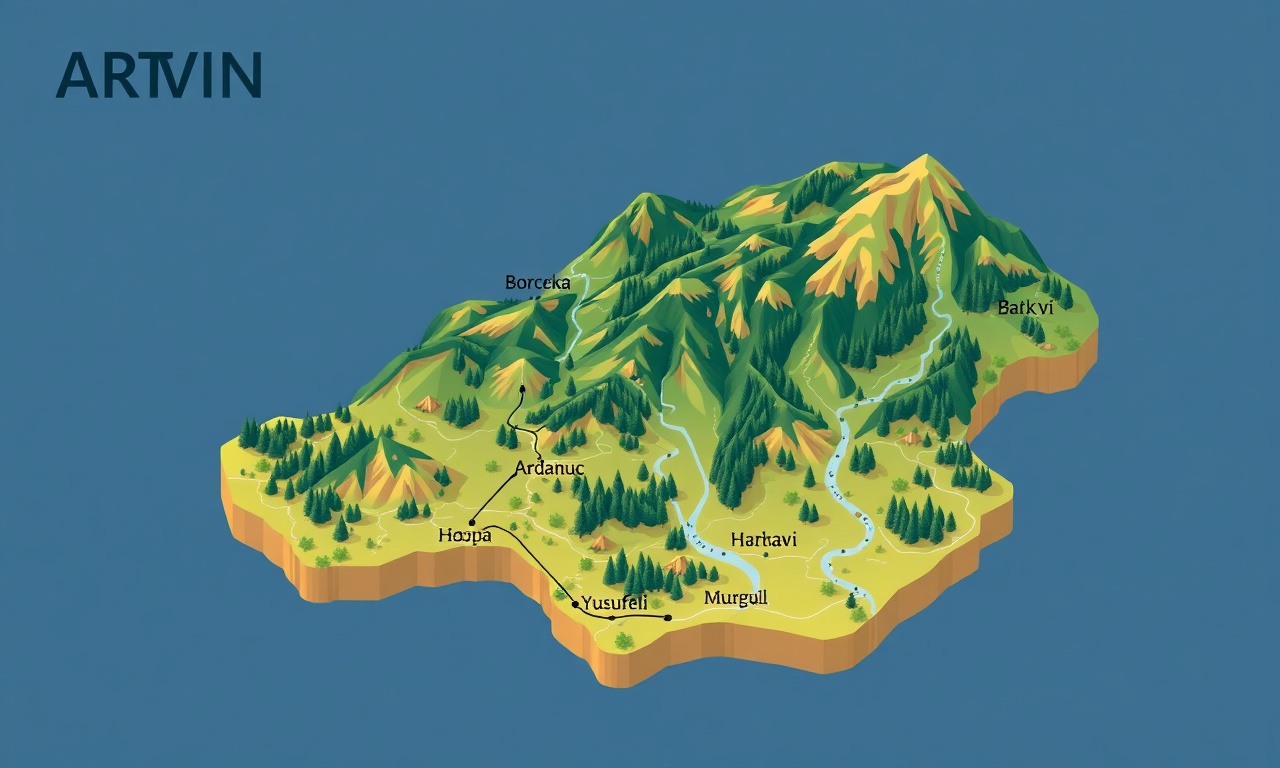 Artvin ilçeleri haritası — Borcka, Ardanuc, Arhavi, Hopa, Savsat, Yusufeli site yönetimi