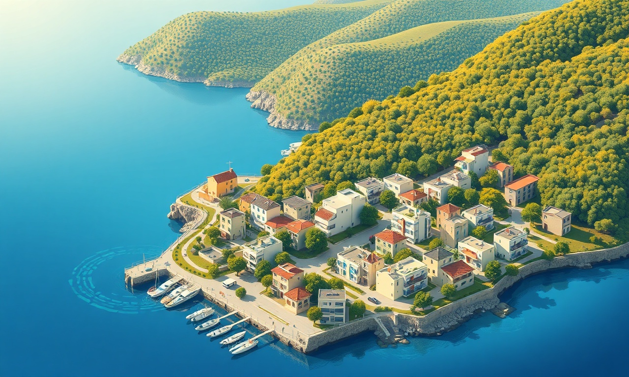 Karpuzlu Aydın ilçesi konut silueti, Ege mimari tarzında apartman ve yeşil tepeler