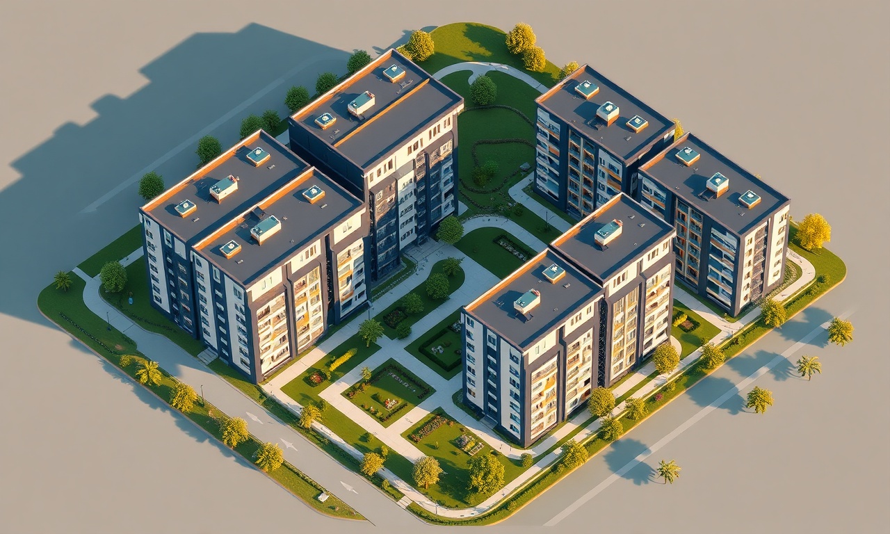 Bigadic, Balıkesir'de site ve apartman kompleksinin izometrik görünümü