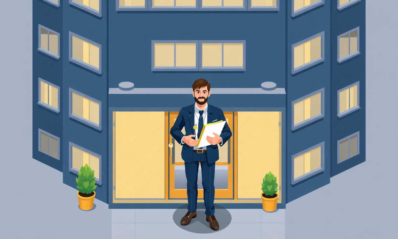 Yeni site yöneticisini temsil eden izometrik illüstrasyon, Kepsut apartman girişi