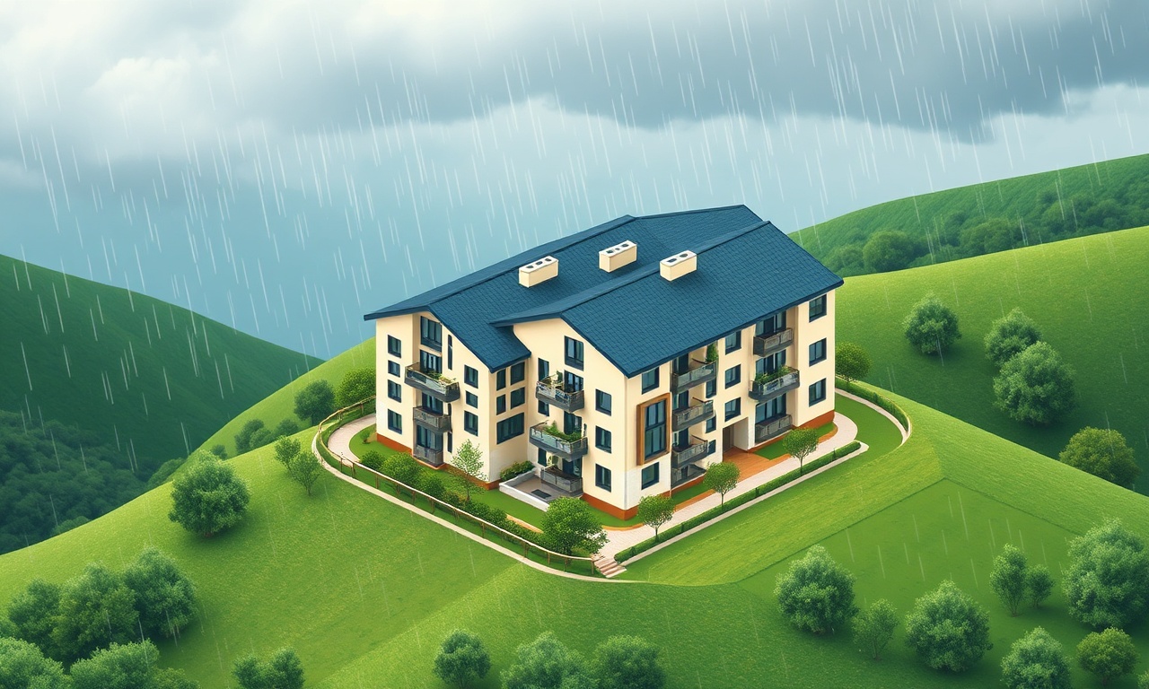 Bayburt Karadeniz bölgesinde modern apartman ve site yönetimi illüstrasyonu